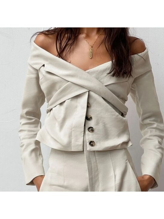 Zara Tops - Zara Fitted Blazer Jacket Limited Edition in Stone, Size XS